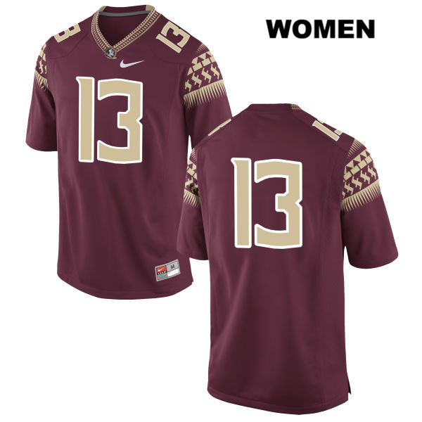 Women's NCAA Nike Florida State Seminoles #13 Caleb Ward College No Name Red Stitched Authentic Football Jersey GJP0069CP